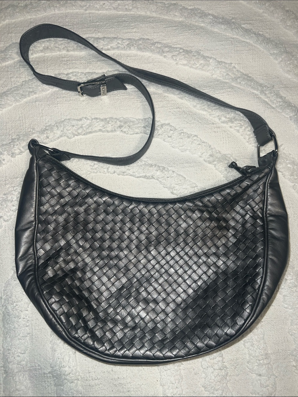 Ganson Woven Hobo Shoulder Bag - Silver/Gray